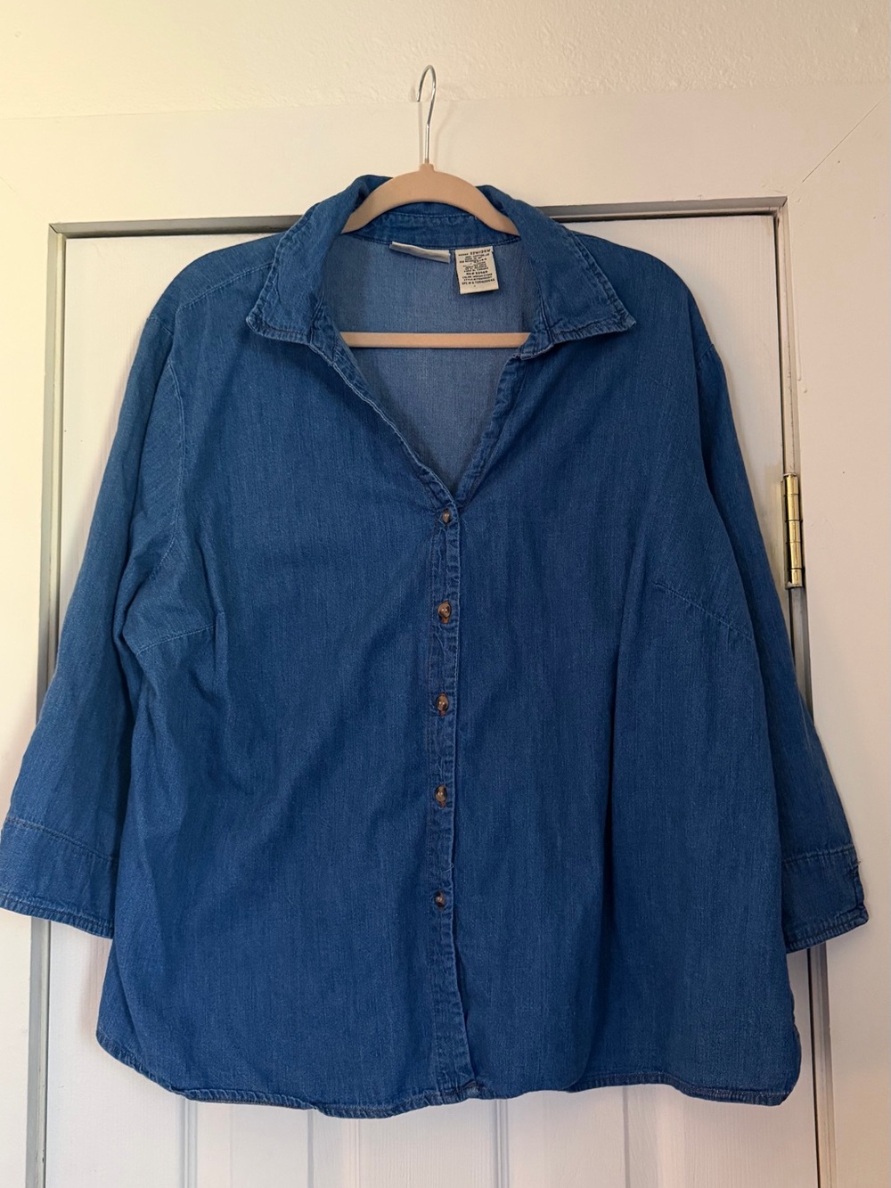 Faded Glory Blue Denim Button-Down Shirt